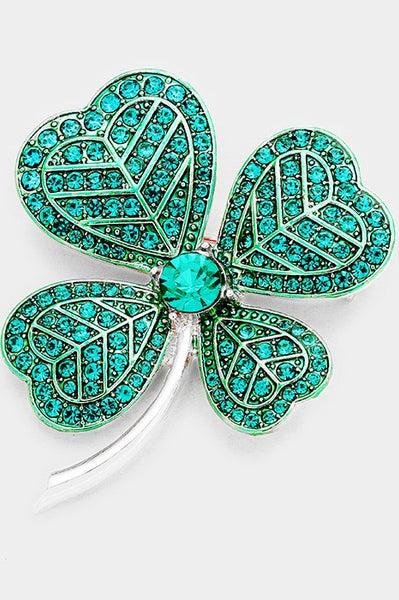 Stone Cluster Four-Leaf Clover Pin