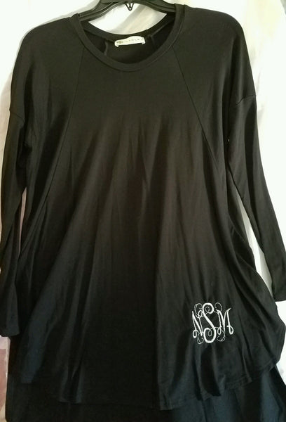 SOLID LONG SLEEVE TUNIC JERSEY TOP