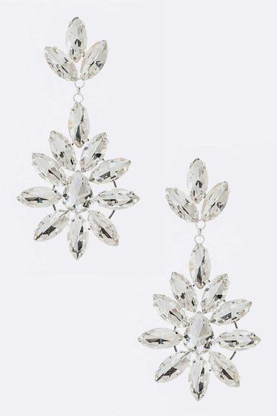 Crystal Flower Drop Statement Earrings