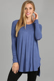 SOLID LONG SLEEVE TUNIC JERSEY TOP